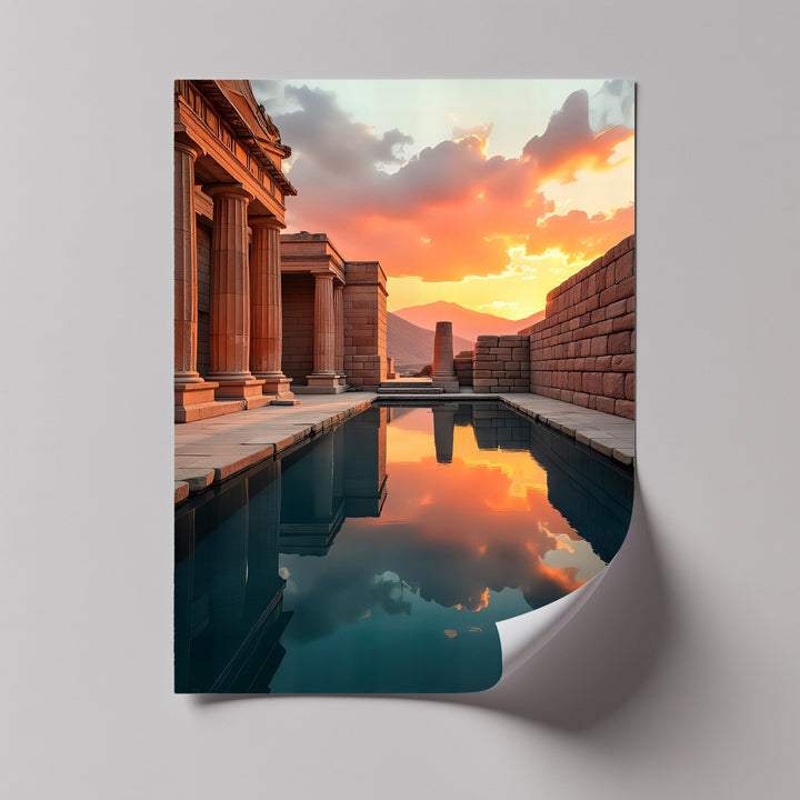 Sunset Reflections – Ancient Temple Canvas Print