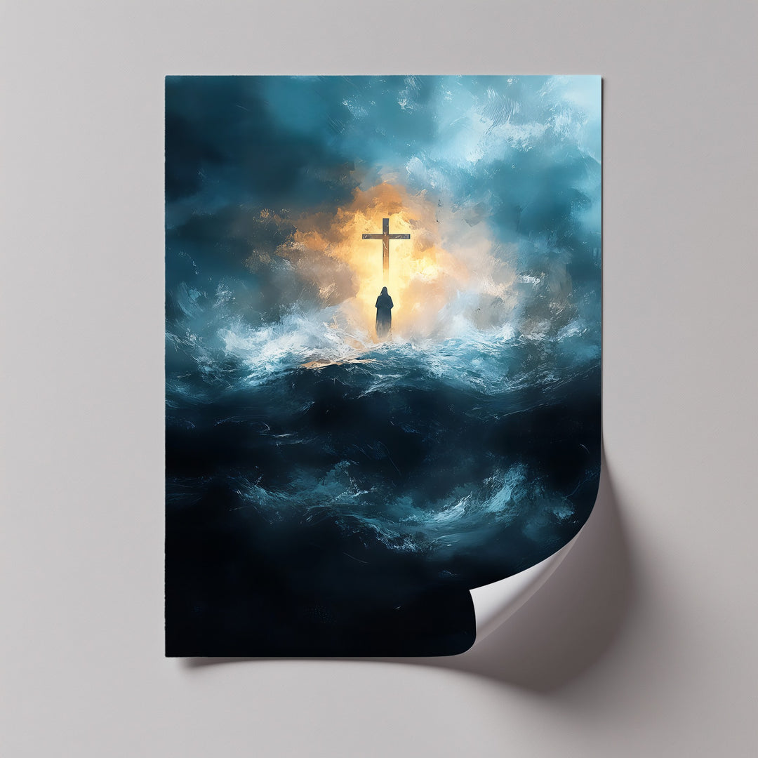 Faith in the Storm – Christian Cross Religious Wall Art