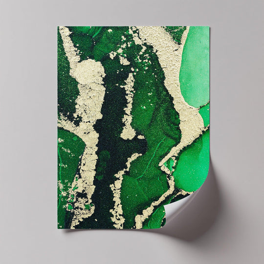 Verdant Gold Flow – Luxury Green Abstract Canvas Print - MyPhotoStation