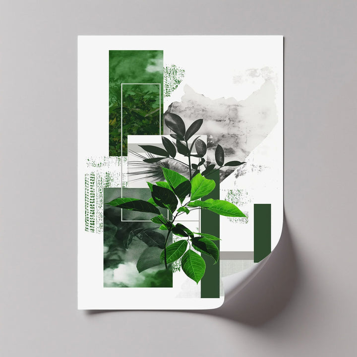 Geometric Botanical Contrast – Modern Leaf Collage Canvas Print - MyPhotoStation