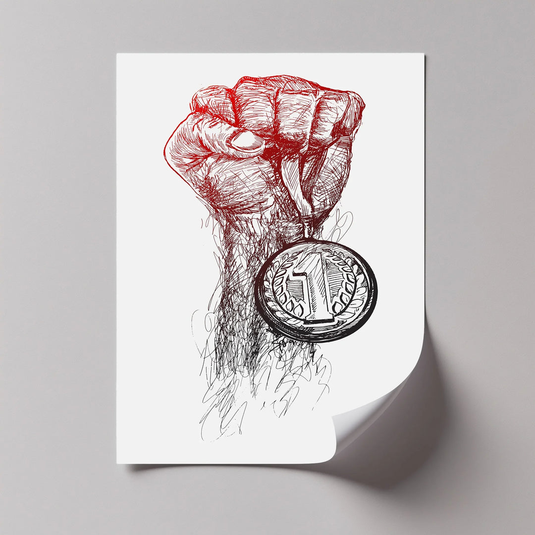 Victory Hand Sketch – Medal of Triumph Inspiraltional Canvas Print