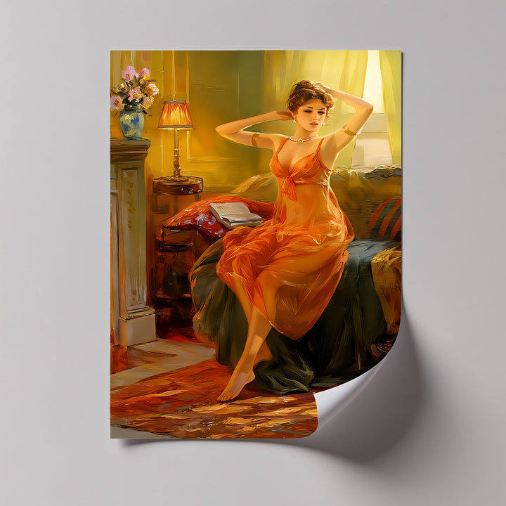 Golden Muse – Sensual Woman Canvas Wall Art | Bedroom Decor