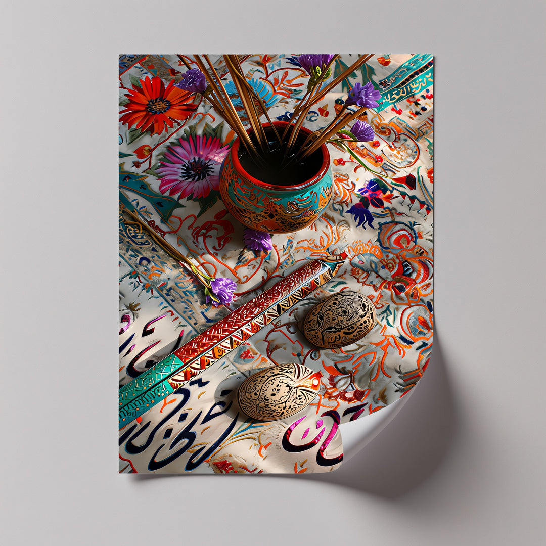 Floral Calligraphy – Persian Art Canvas Print