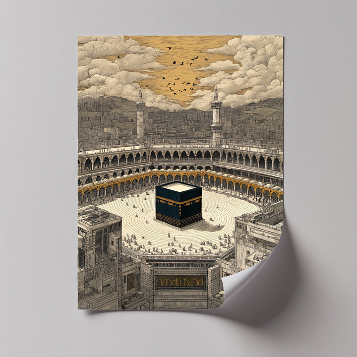 Sacred Kaaba Illustration – Islamic Wall Art of Masjid al-Haram