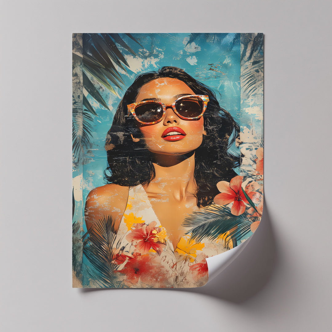 Summer Muse – Tropical Woman with Sunglasses Canvas Print