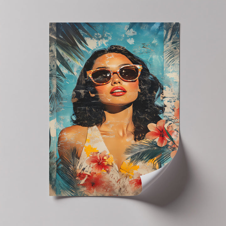 Summer Muse – Tropical Woman with Sunglasses Canvas Print