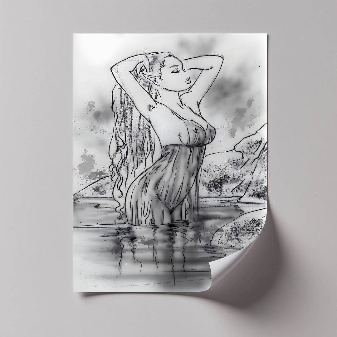 oversized erotic canvas print water nymph artwork for modern bedrooms