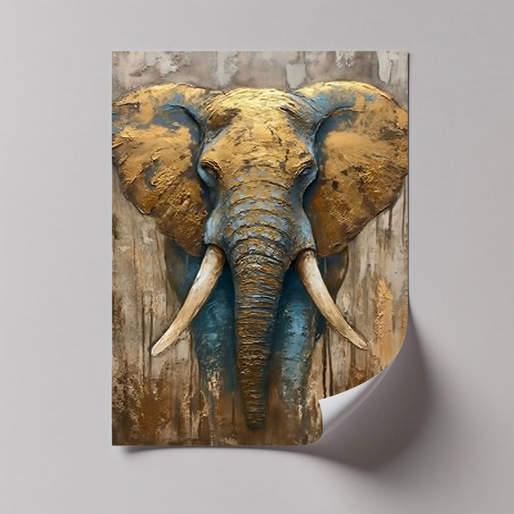 Majestic Elephant Head with Golden Texture – Wildlife Canvas Print - MyPhotoStation
