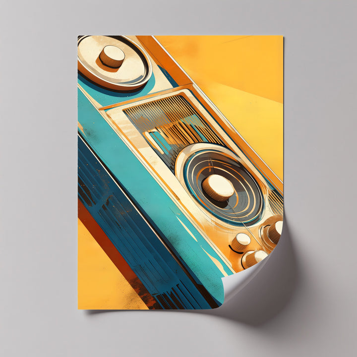 Golden Frequency – Retro Stereo Abstract Canvas Print