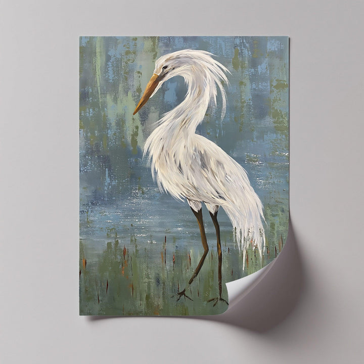 Graceful White Heron – Minimalist Bird Canvas Print - MyPhotoStation