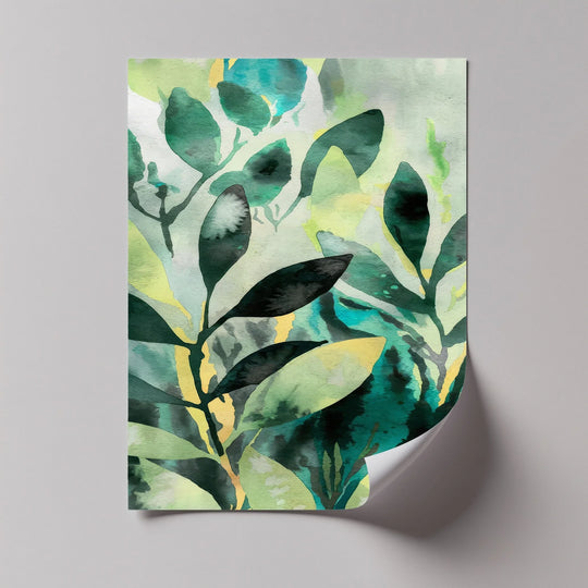 Verdant Harmony – Watercolor Leaf Pattern Canvas Print - MyPhotoStation
