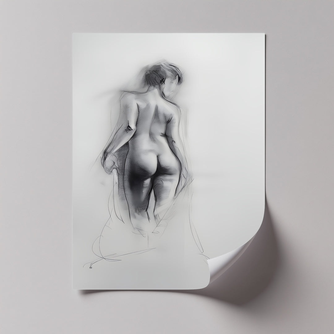 Ethereal Form – Charcoal Nude Woman Canvas Wall Art | Abstract Art