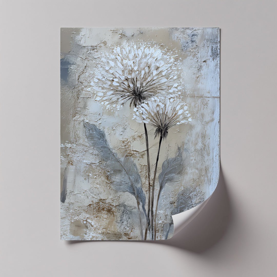 Ethereal Twins – Textured Dandelion Floral Canvas Print