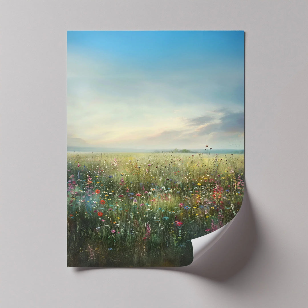 Bright summer wildflowers landscape artwork

