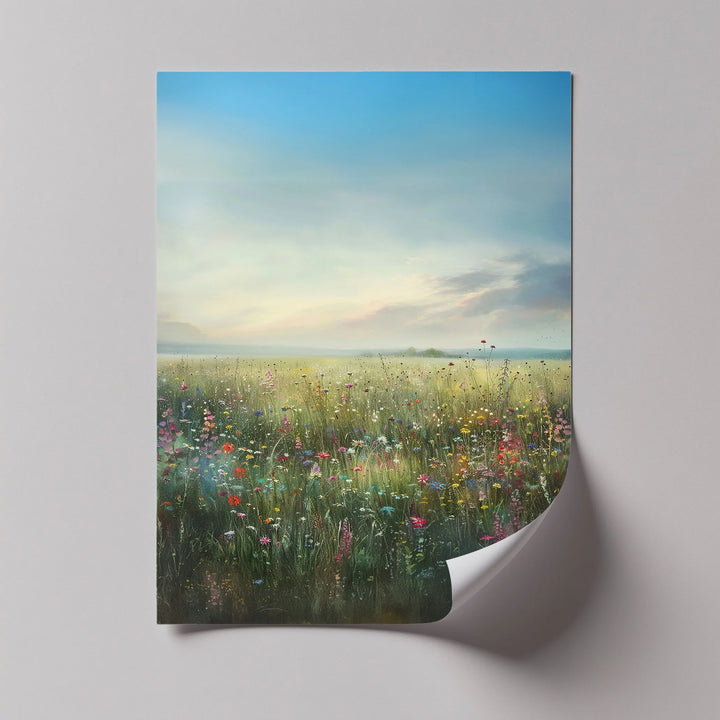 Bright summer wildflowers landscape artwork

