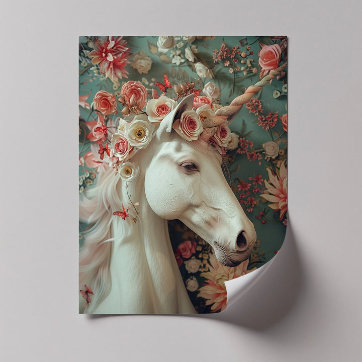 Romantic Fantasy Portrait with Roses and Butterflies - Animal Canvas Print - MyPhotoStation