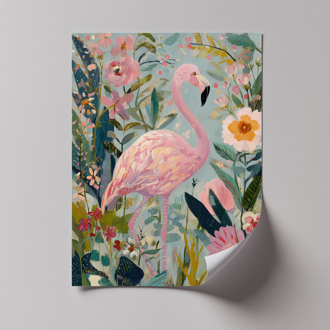 Flamingo in Bloom – Pastel Pink Flamingo Canvas Print