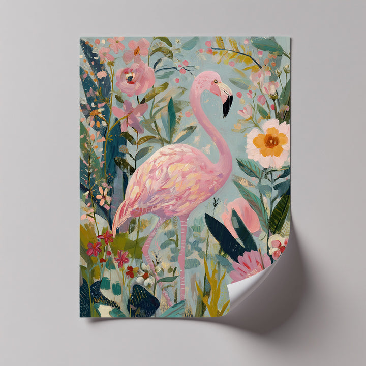 Flamingo in Bloom – Pastel Pink Flamingo Canvas Print