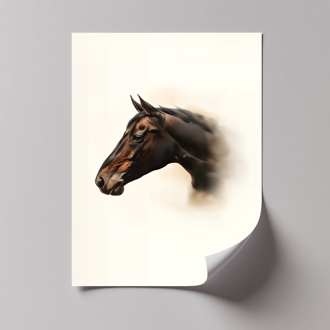 Silent Majesty – Realistic Brown Horse Portrait Canvas Print