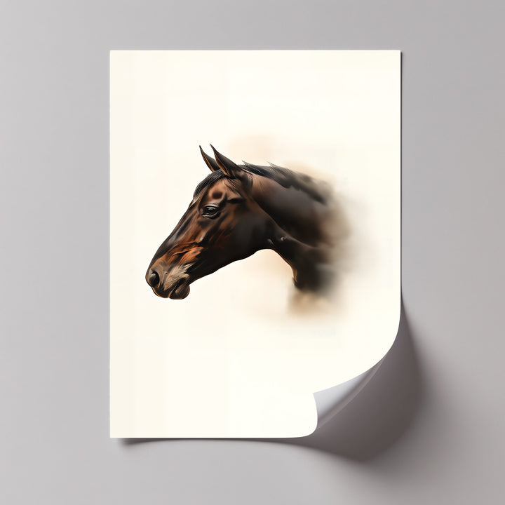 Silent Majesty – Realistic Brown Horse Portrait Canvas Print