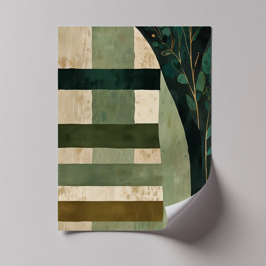 Verdant Tapestry – Botanical Stripe Abstract Canvas Print - MyPhotoStation