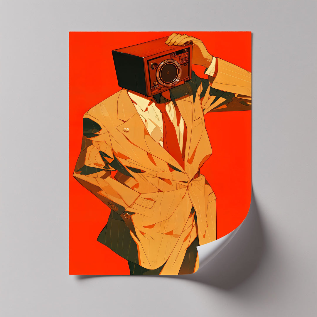 Analog Persona – Radio Head Man in Suit Canvas Print