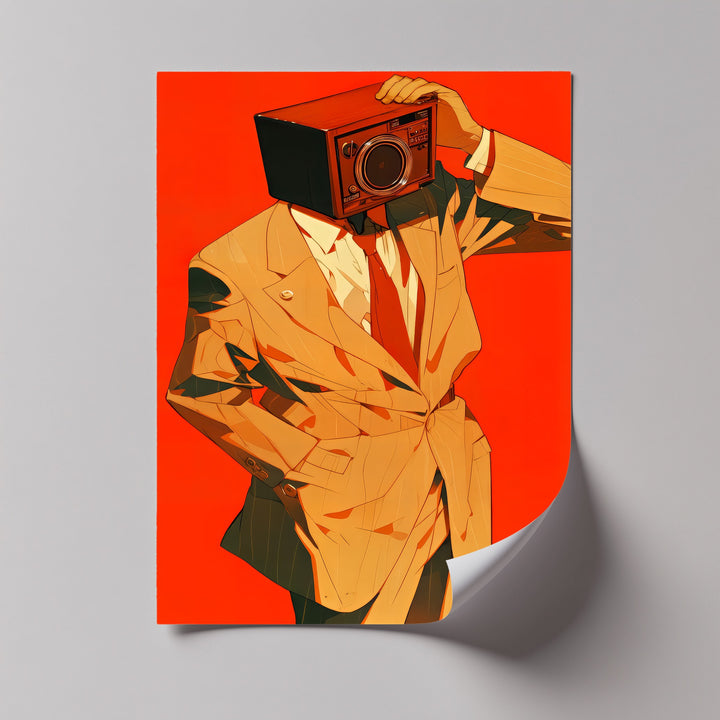 Analog Persona – Radio Head Man in Suit Canvas Print