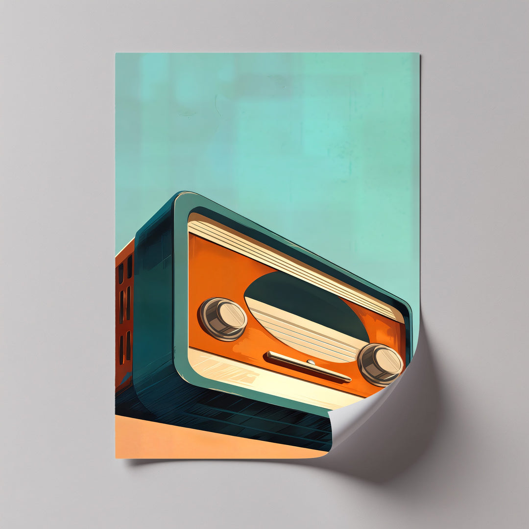 Tangerine Waves – Minimal Retro Radio Canvas Print