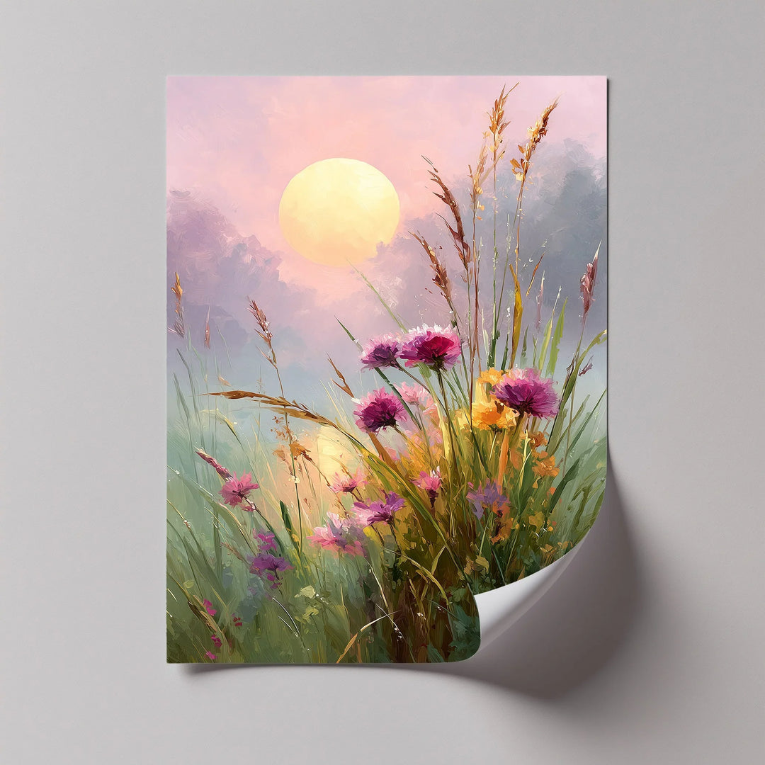 Wildflower Meadow at Dusk – Sunset Landscape Canvas Print - MyPhotoStation