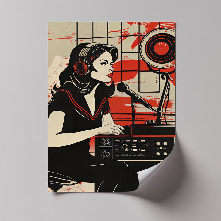 Radio Rebel – Retro Female DJ Illustration Canvas Print