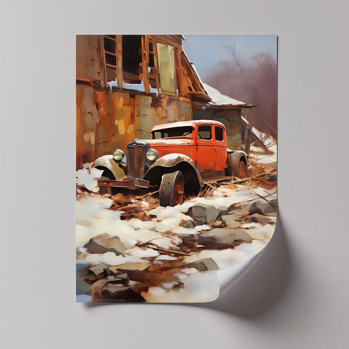Forgotten Beauty in Snow – Vintage Truck Canvas Print - MyPhotoStation