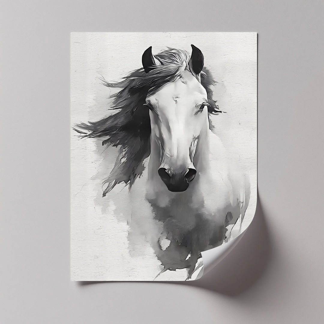 Wild Grace – Black and White Horse Canvas Print