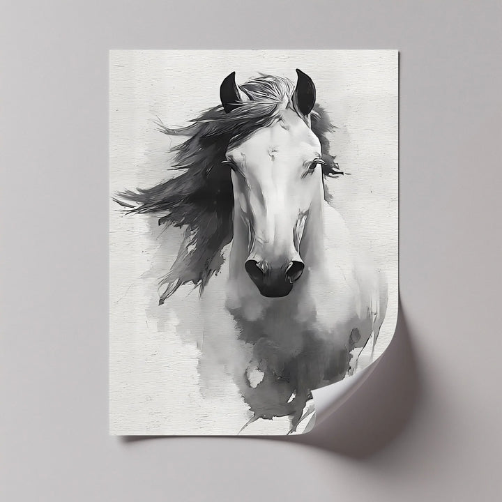 Wild Grace – Black and White Horse Canvas Print