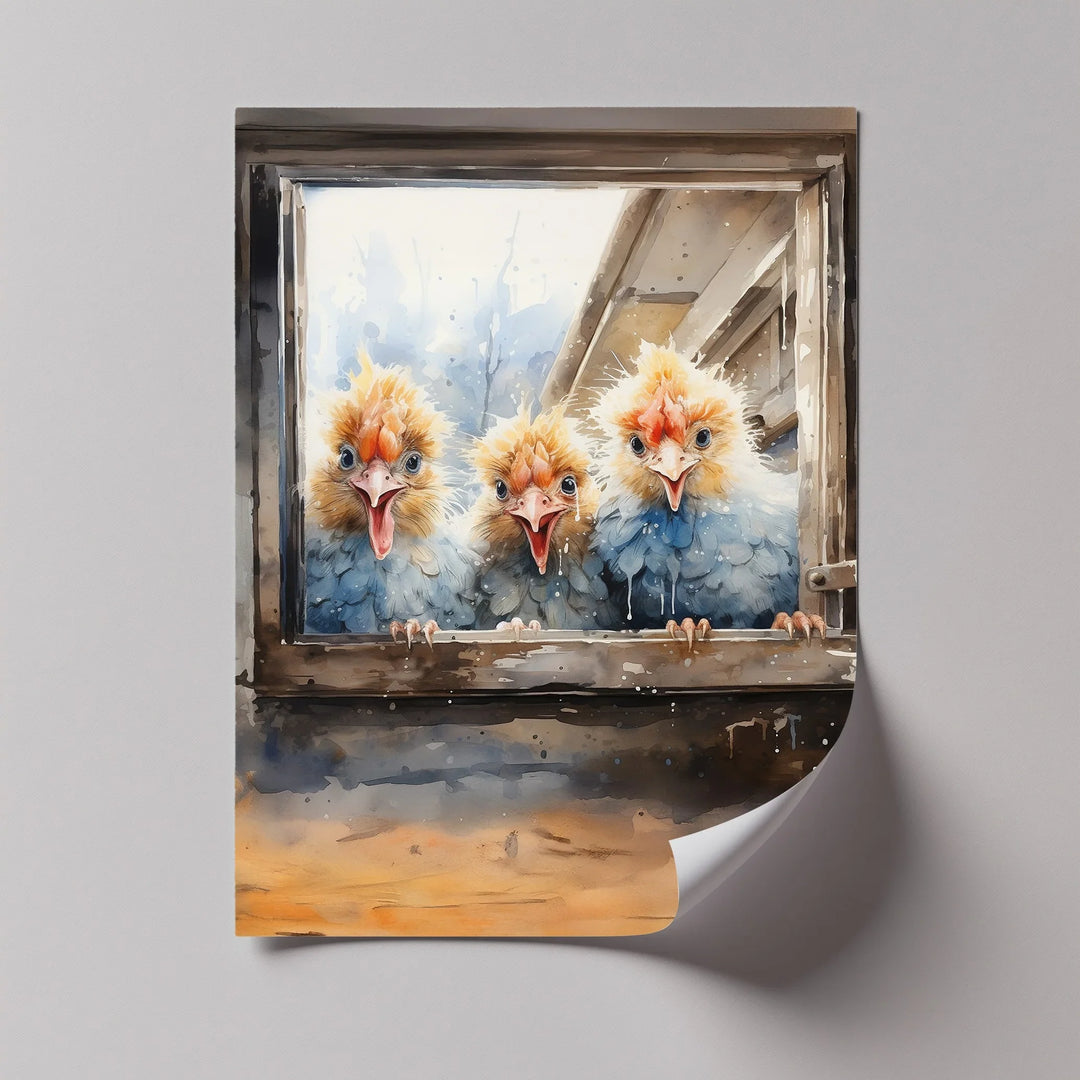 Curious Chicks at the Window – Animal Canvas Print - MyPhotoStation