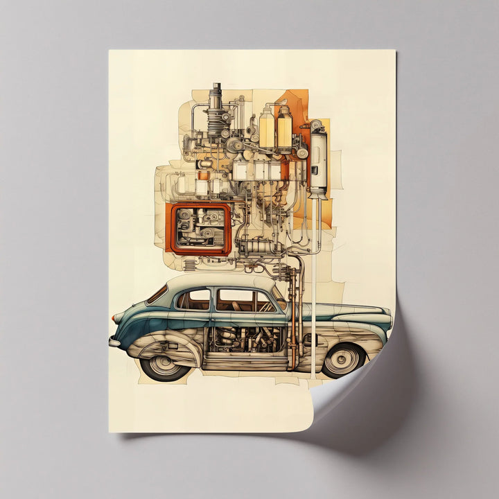 Vintage Blueprint Breakdown of Classic Sedan – Car Canvas Print - MyPhotoStation