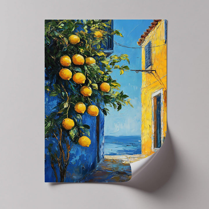 Mediterranean Alley with Lemons – Coastal Kitchen Canvas Print - MyPhotoStation