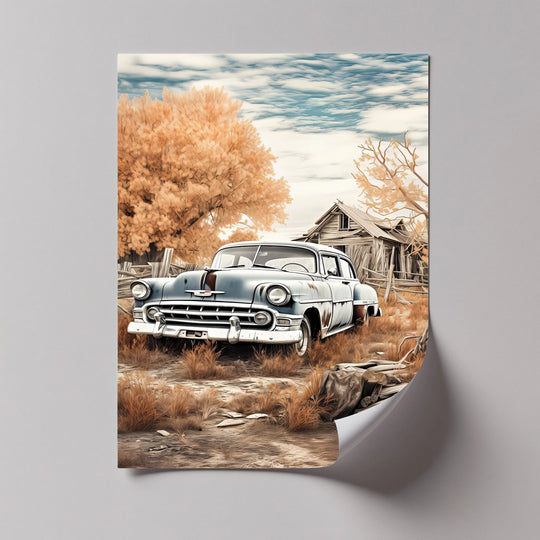 Weathered Elegance by the Farmhouse – Car Canvas Print - MyPhotoStation