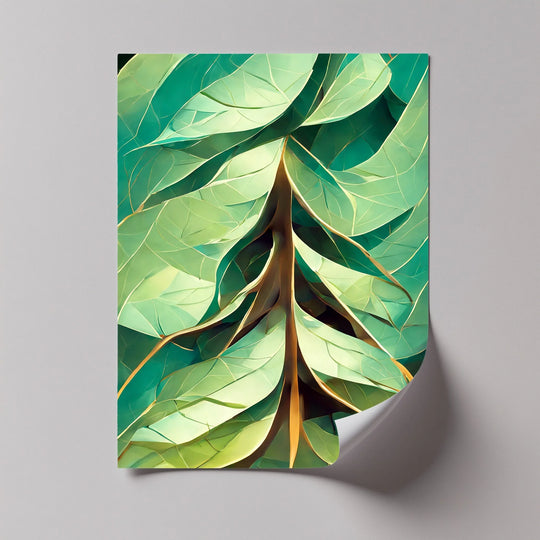 Radiant Leaf Veins – Stylized Botanical Geometry Canvas Print - MyPhotoStation