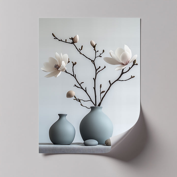Tranquil Bloom Composition – neutral floral canvas print

