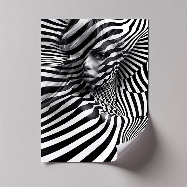 Illusionary Muse – Optical Portrait in Black & White Canvas Print - MyPhotoStation