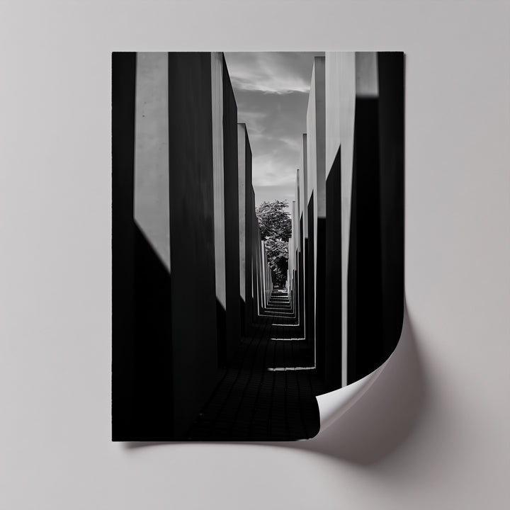 An abstract journey through shadowed forms in this bold black-and-white photo canvas.

