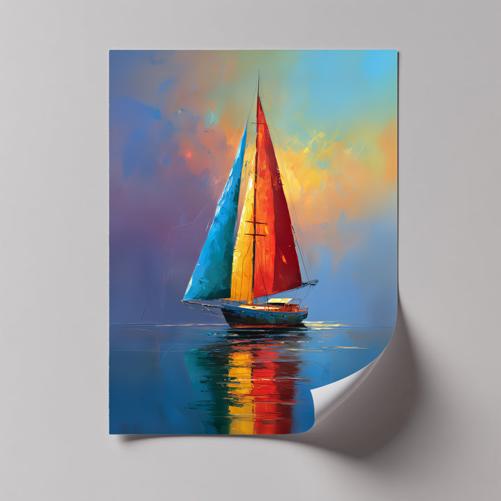 Sails of Fire and Sea – Vibrant Sailboat Canvas Print