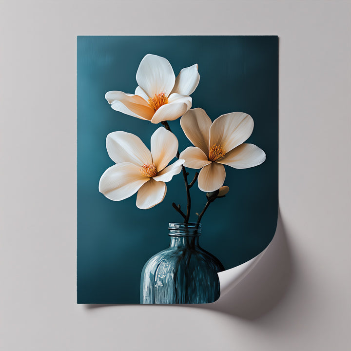 Creamy Petals Still Life – tranquil magnolia canvas wall art.

