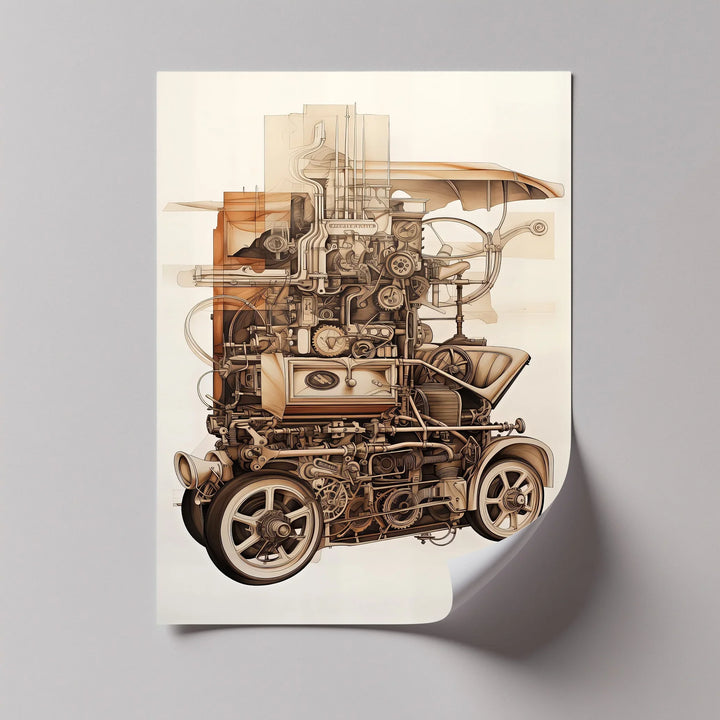 Industrial Blueprint Engine Study – Car Canvas Print - MyPhotoStation