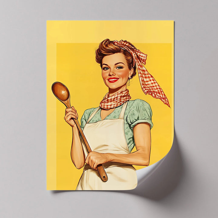 Retro Kitchen Muse – Vintage Cooking Lady Canvas Print - MyPhotoStation
