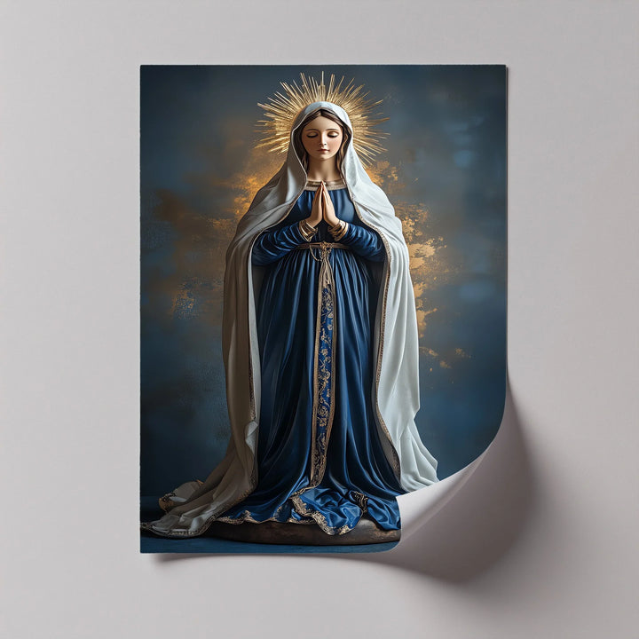 This divine canvas print of Mother Mary standing in prayer exudes heavenly elegance.

