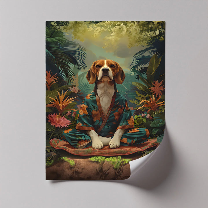 Jungle Zen Beagle – Tropical Meditation Dog Portrait Puppies Canvas Print - MyPhotoStation