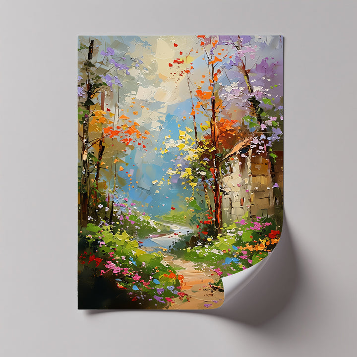Whispers of Spring – Colorful Garden Pathway Canvas Print