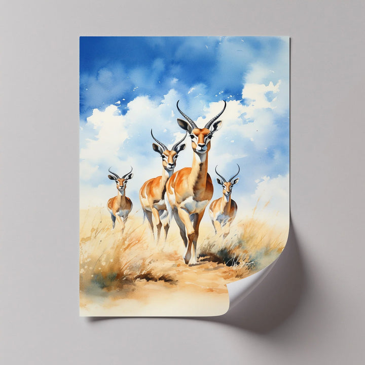 Desert Grace – Antelope Herd in Motion Animal Canvas Print - MyPhotoStation