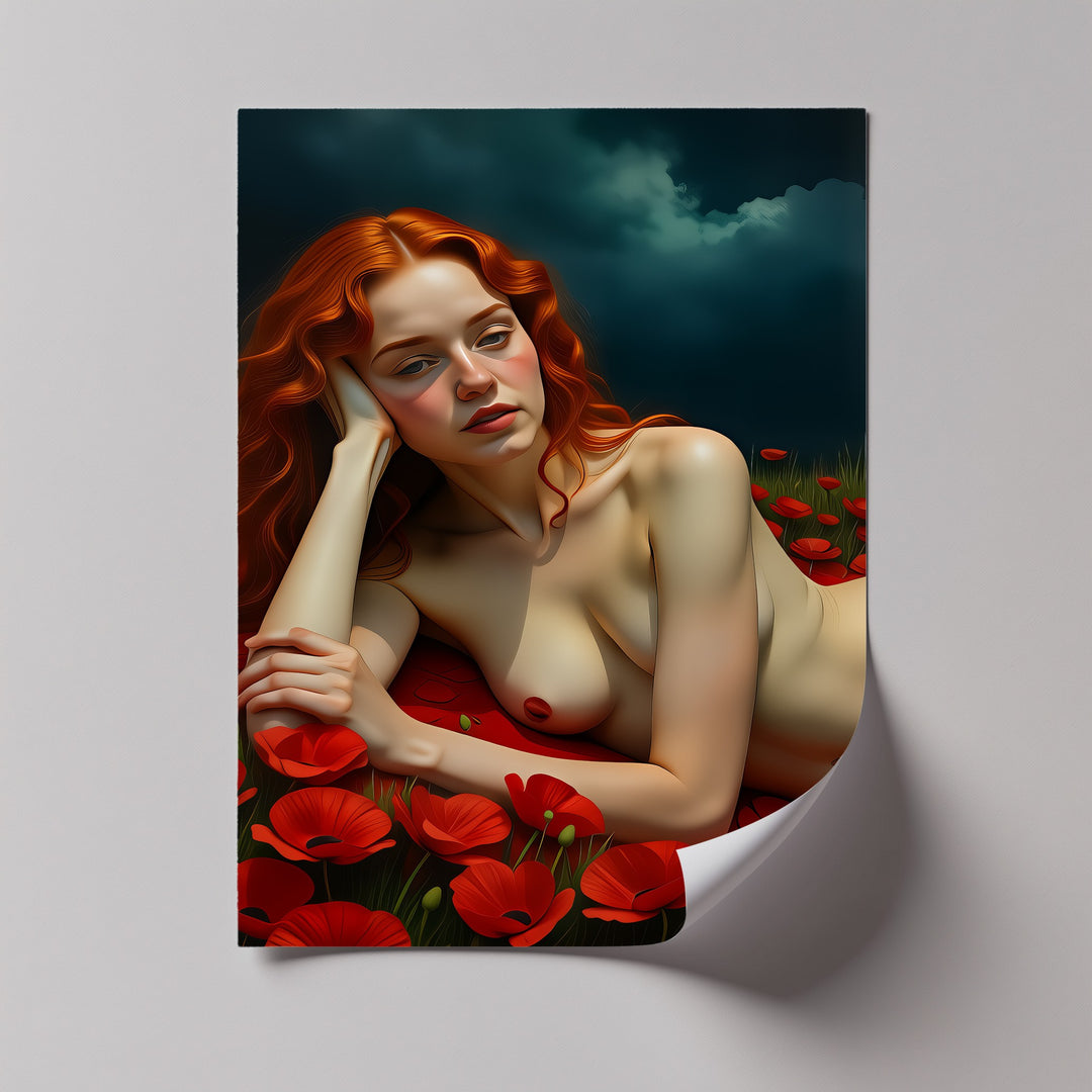 Scarlet Reverie – Sexy Canvas Artwork | Large Framed Wall Art